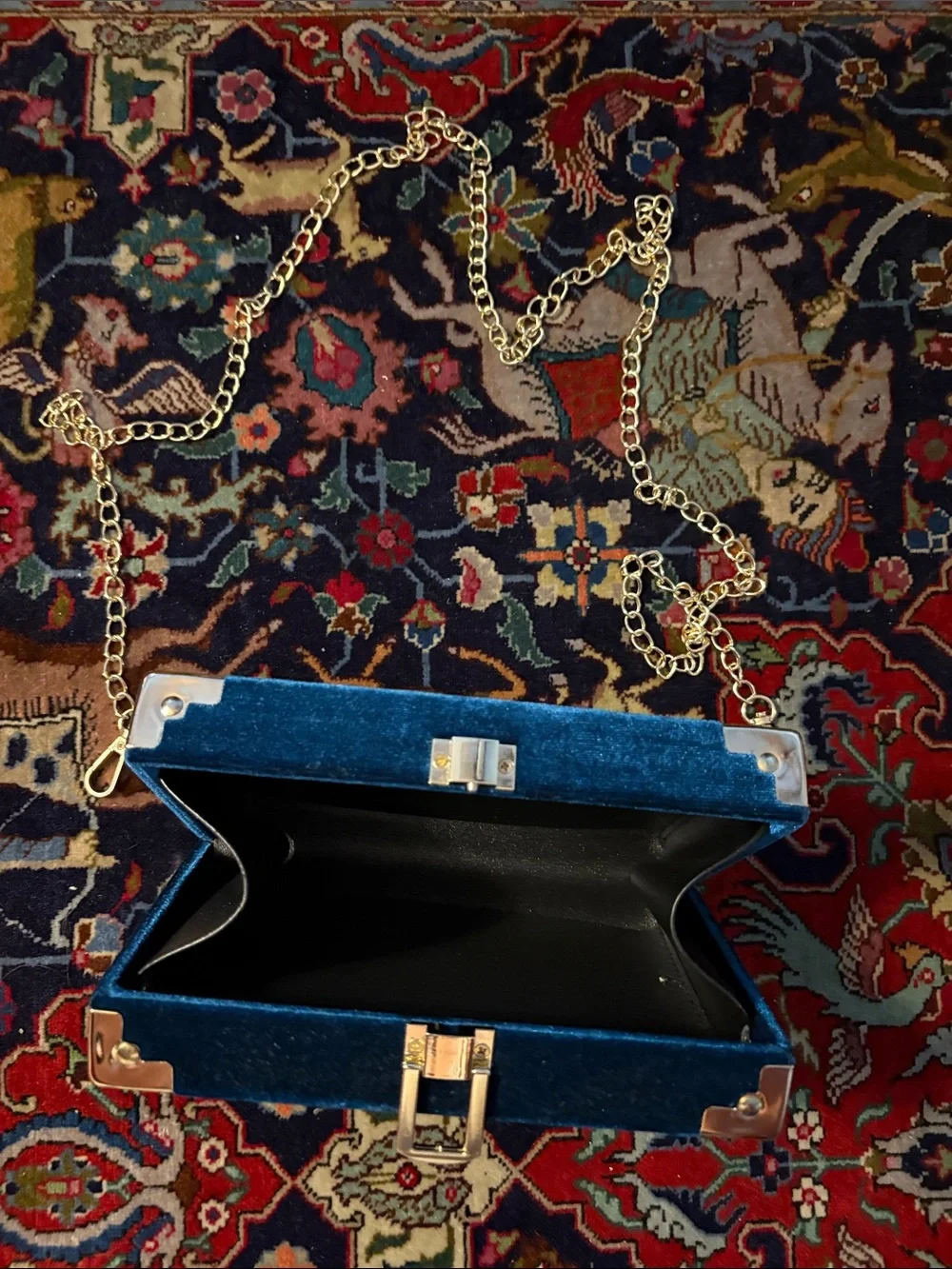 Celestial Kids Velvet Crossbody Bag with Gold Stars - Blue